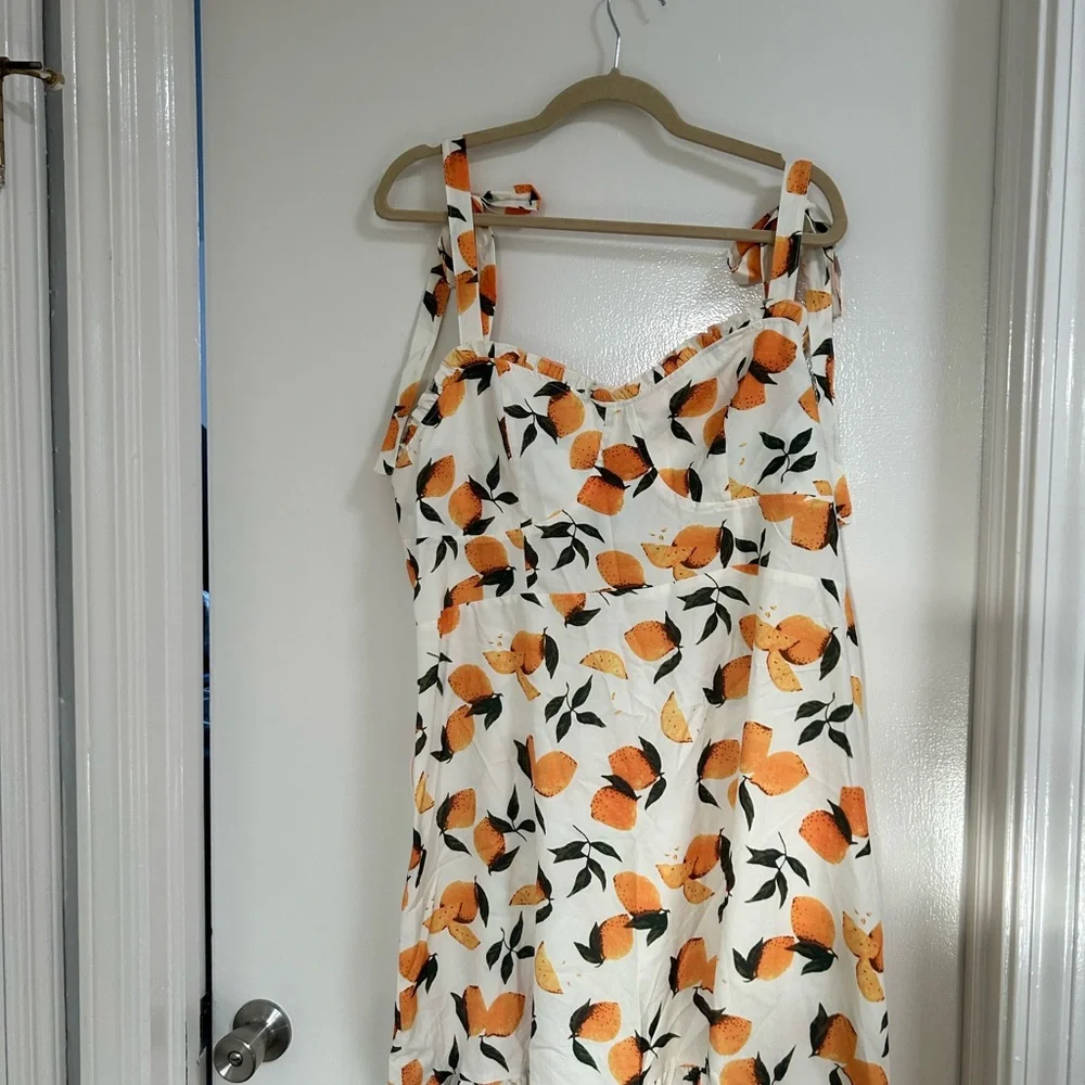 LEMON PRINT RUFFLE HEM TIE SHOULDER MINI DRESS - Picture 5 of 14